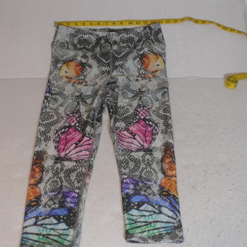 Evolution and‎ Creation Womens Leggings M Gray Butterfly Snakeskin Print
